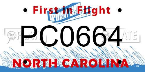 PC0664 North Carolina License Plate
