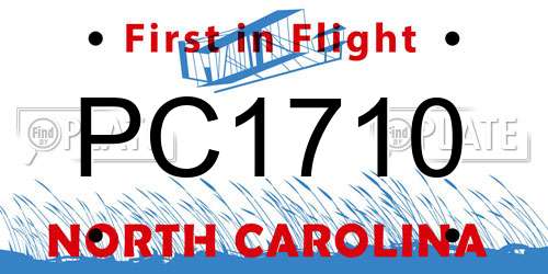 PC1710 North Carolina License Plate