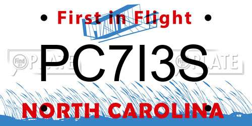 PC7I3S North Carolina License Plate