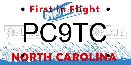 PC9TC North Carolina License Plate