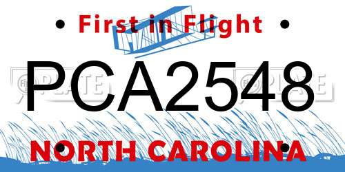 PCA2548 North Carolina License Plate
