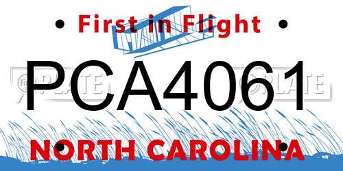 PCA4061 North Carolina License Plate