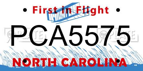 PCA5575 North Carolina License Plate