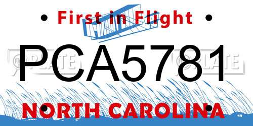 PCA5781 North Carolina License Plate