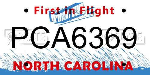 PCA6369 North Carolina License Plate