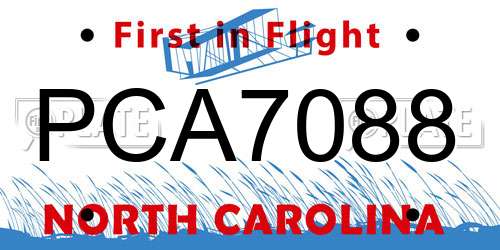 PCA7088 North Carolina License Plate