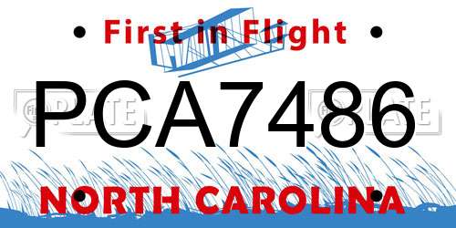 PCA7486 North Carolina License Plate