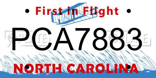 PCA7883 North Carolina License Plate