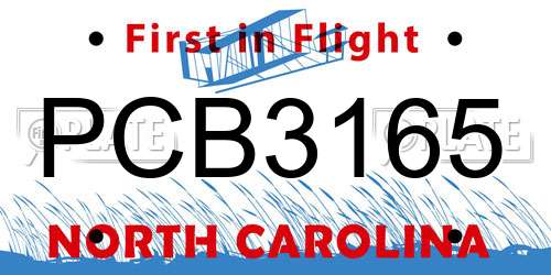 PCB3165 North Carolina License Plate