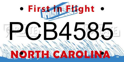 PCB4585 North Carolina License Plate