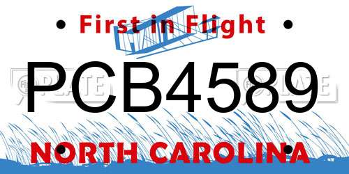 PCB4589 North Carolina License Plate