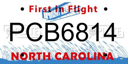 PCB6814 North Carolina License Plate
