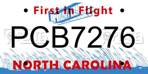 PCB7276 North Carolina License Plate