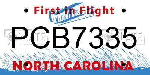 PCB7335 North Carolina License Plate