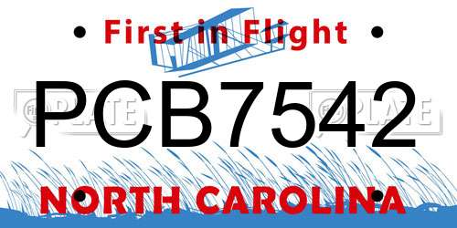 PCB7542 North Carolina License Plate