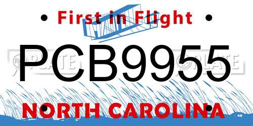 PCB9955 North Carolina License Plate