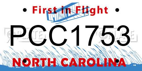 PCC1753 North Carolina License Plate