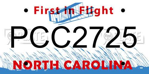 PCC2725 North Carolina License Plate