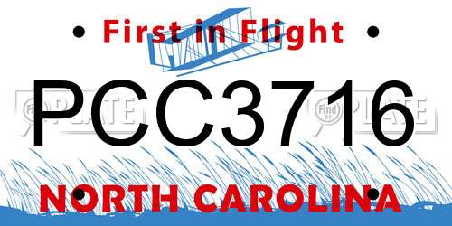 PCC3716 North Carolina License Plate