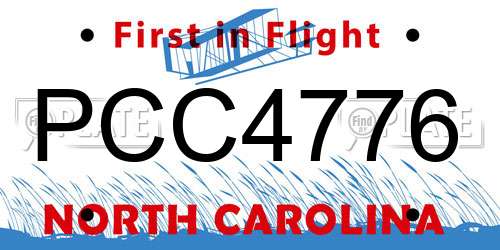 PCC4776 North Carolina License Plate