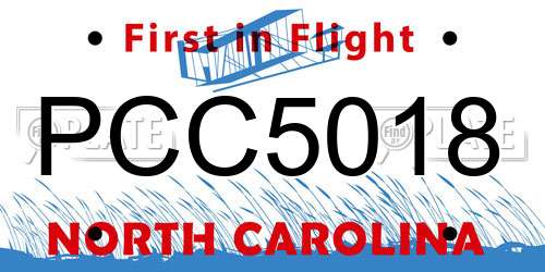 PCC5018 North Carolina License Plate