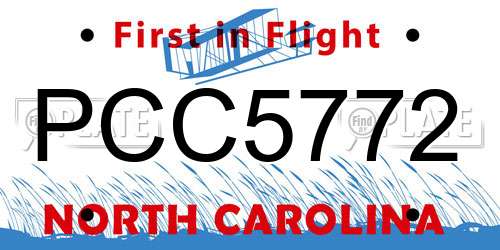 PCC5772 North Carolina License Plate