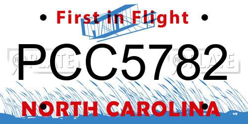 PCC5782 North Carolina License Plate