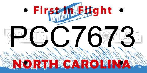 PCC7673 North Carolina License Plate