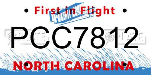 PCC7812 North Carolina License Plate