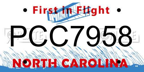 PCC7958 North Carolina License Plate