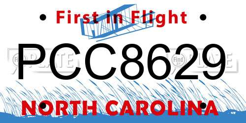 PCC8629 North Carolina License Plate