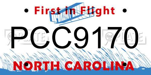PCC9170 North Carolina License Plate
