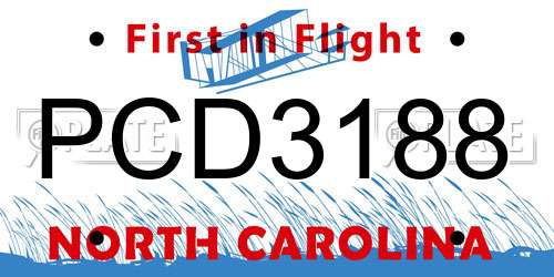 PCD3188 North Carolina License Plate
