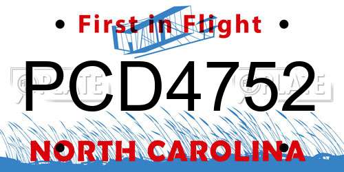 PCD4752 North Carolina License Plate