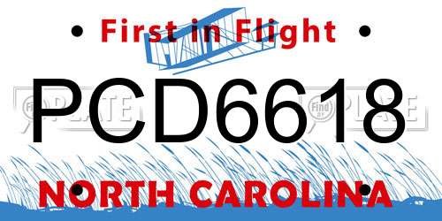 PCD6618 North Carolina License Plate