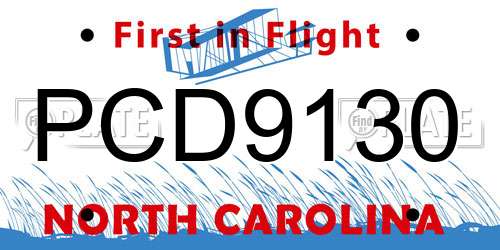 PCD9130 North Carolina License Plate