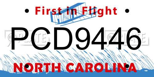 PCD9446 North Carolina License Plate
