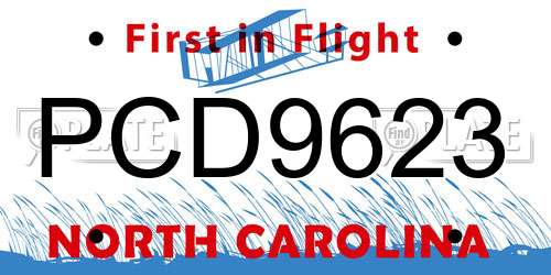 PCD9623 North Carolina License Plate
