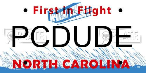 PCDUDE North Carolina License Plate