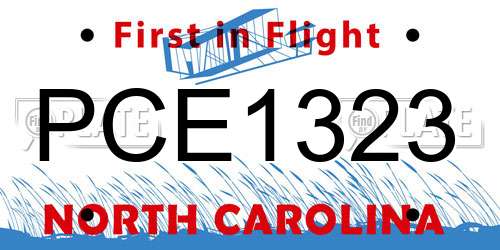 PCE1323 North Carolina License Plate