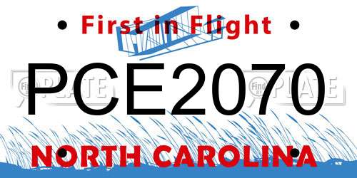 PCE2070 North Carolina License Plate