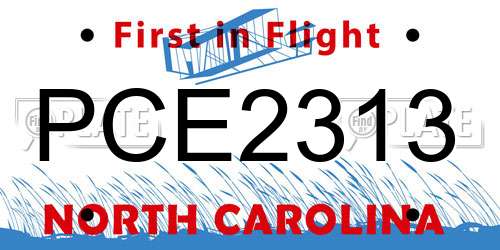 PCE2313 North Carolina License Plate