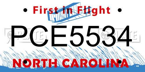 PCE5534 North Carolina License Plate