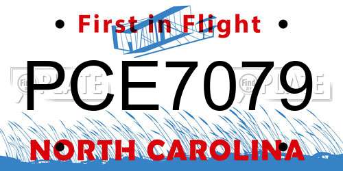 PCE7079 North Carolina License Plate