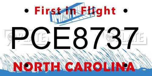 PCE8737 North Carolina License Plate