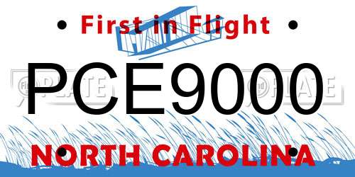 PCE9000 North Carolina License Plate
