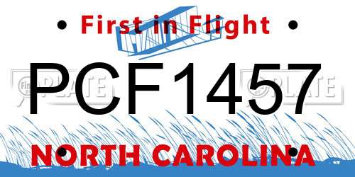 PCF1457 North Carolina License Plate