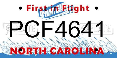 PCF4641 North Carolina License Plate