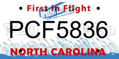 PCF5836 North Carolina License Plate