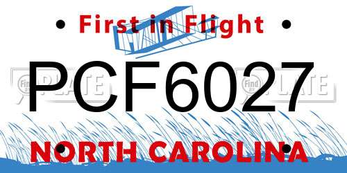 PCF6027 North Carolina License Plate